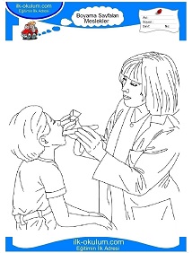 Çocuklar İçin Doktor Boyama Sayfaları 